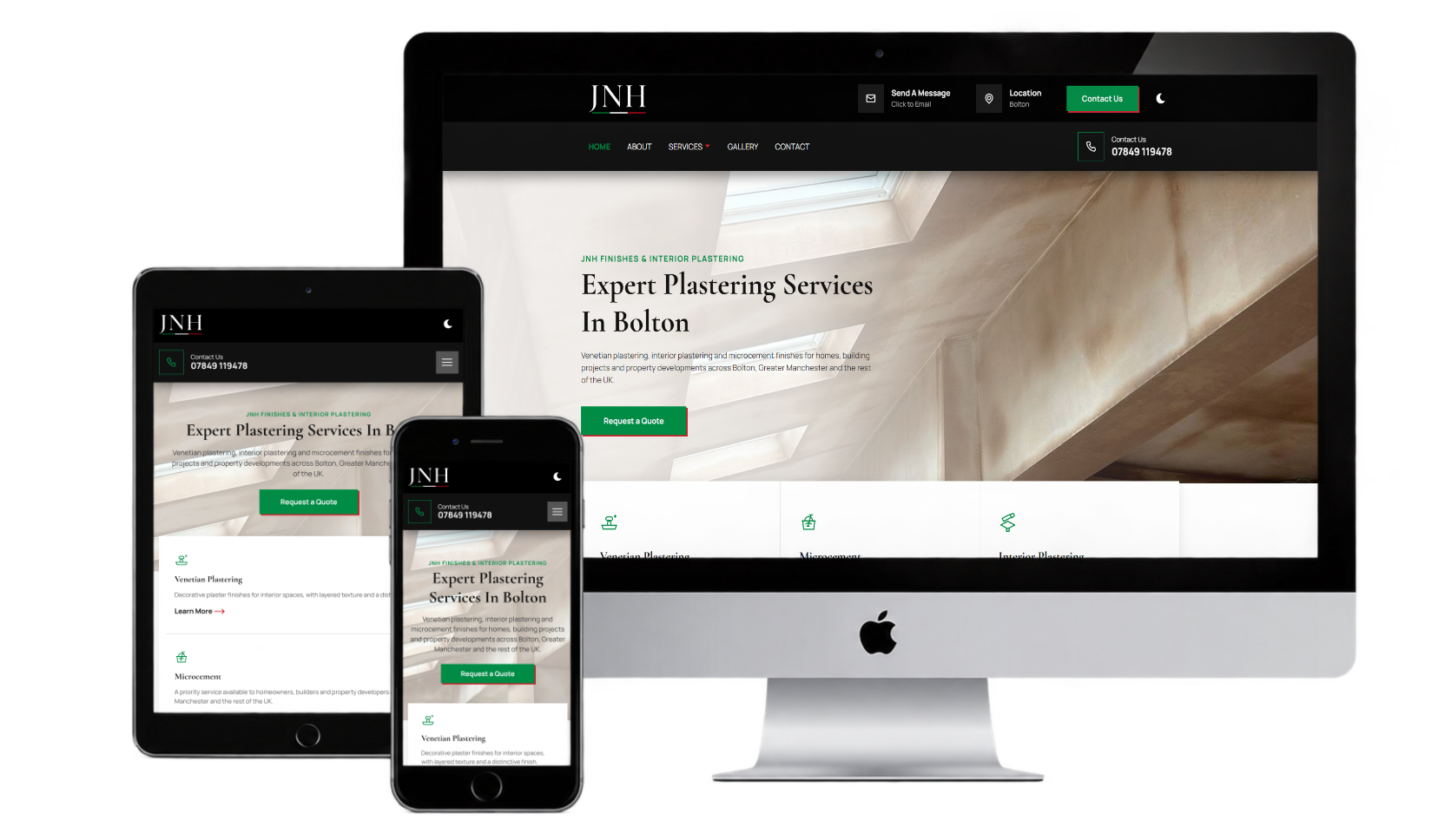 JNH Finishes & Interior Plastering website preview
